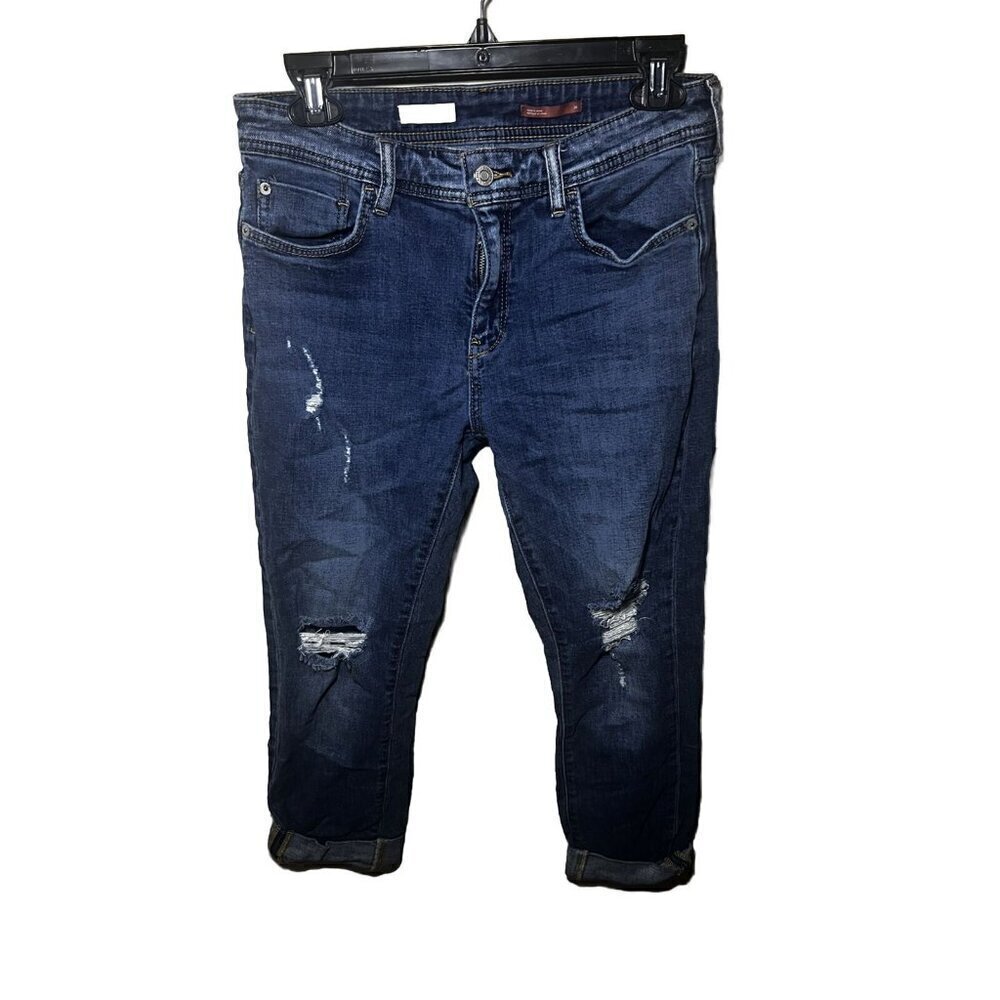 Pilcro Women's Blue Light Medium Wash Denim Slim Boyfriend Crop Jeans - Size 28